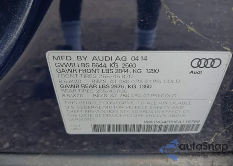 2014 Audi Sq5 3.0T Premium Plus from USA, damaged, VIN WA1VGAFP9EA119799